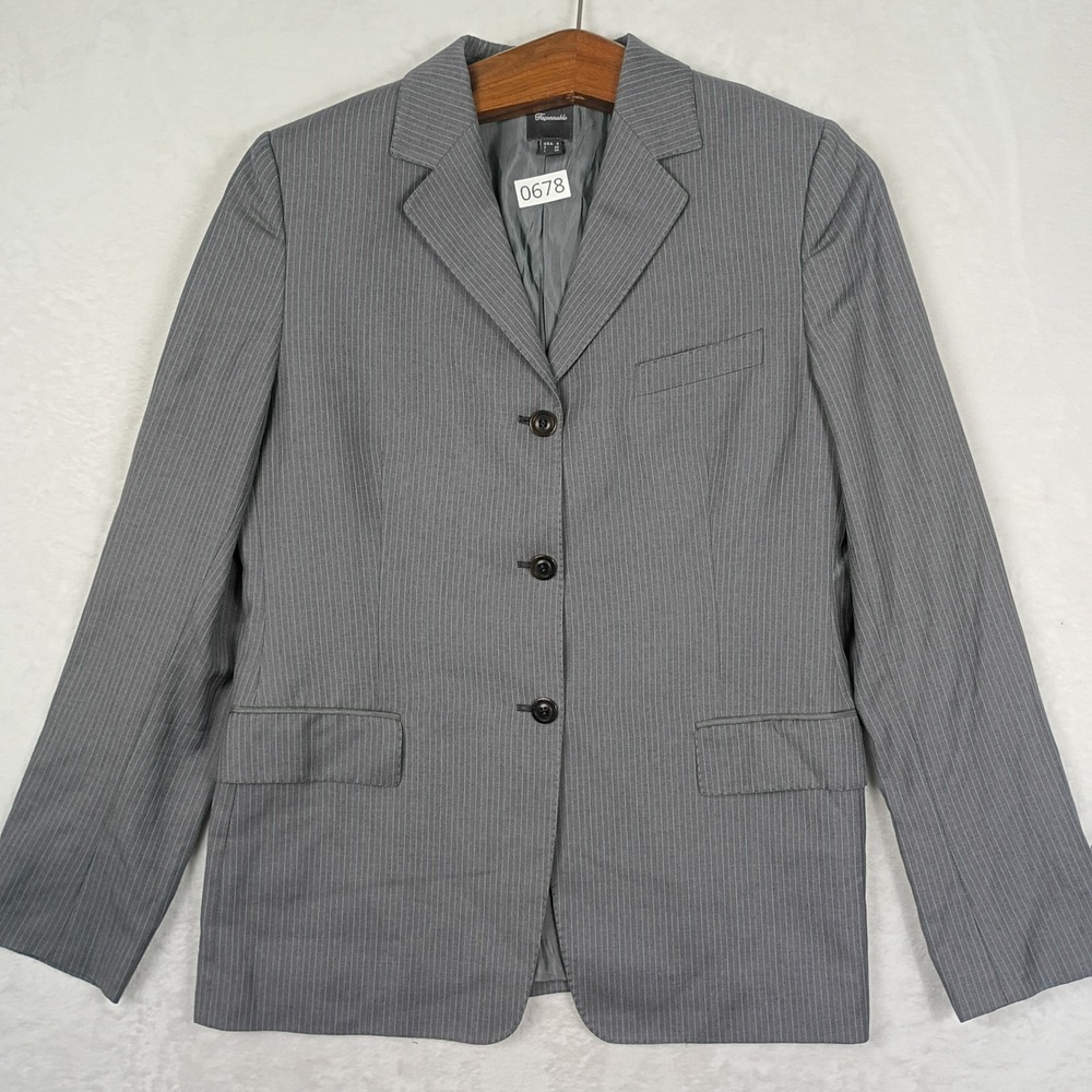 Faconnable Blazer Womens 6 Grey Pinstripe Made in Italy Office Professional